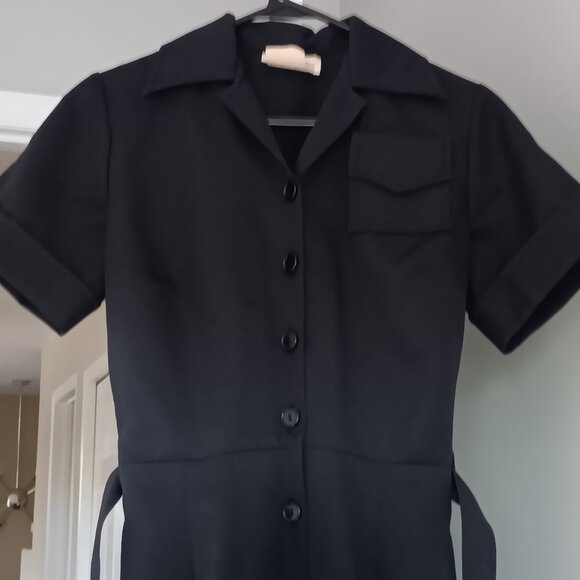 Vintage Perruzza Sportswear Navy Blue Wide Leg Button Up Belted Jumpsuit 70s - Picture 11 of 12